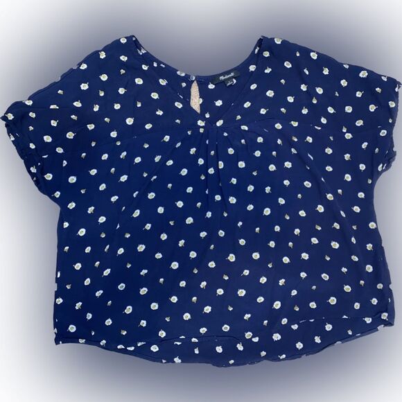 Madewell Tops - Madewell Rhyme Top in Daisy Dots Size Small Navy Blue